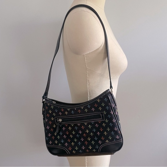 Crazy Horse x Liz Claiborne Fleur-de-lis Shoulder Bag- Black and Multicolored - Picture 10 of 11